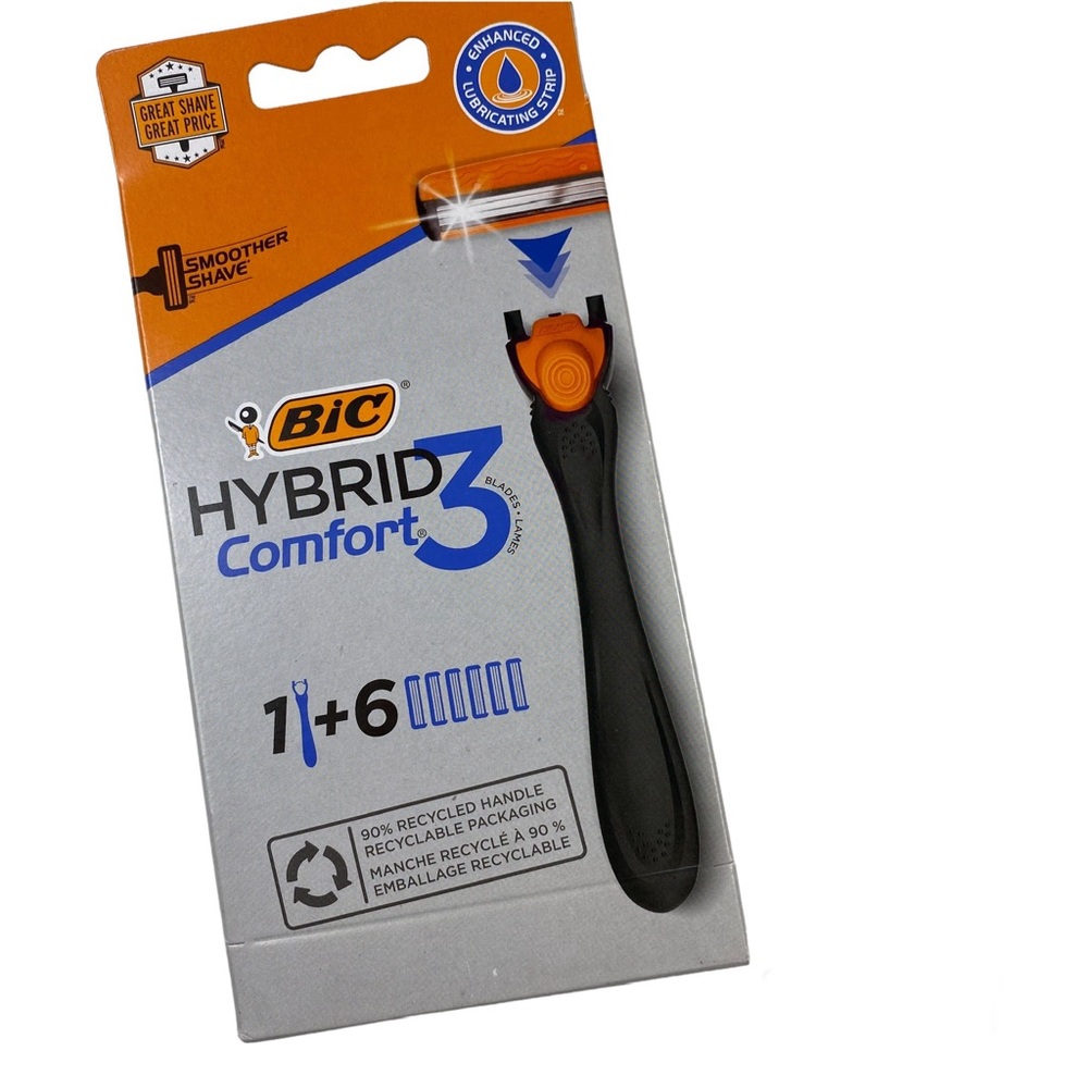 BIC Hybrid 3 Comfort Men's Disposable Razor Triple Blade 1 Handle 6 Cartridges